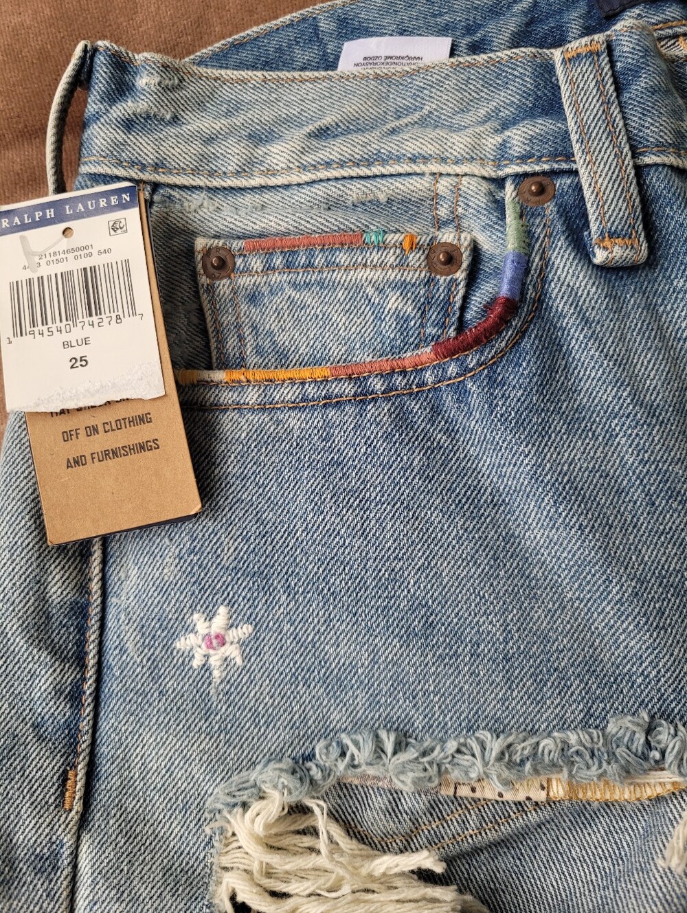 Polo Ralph Lauren Avery Distressed Embroidered Boyfriend Jeans Sz 25 NWT